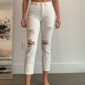 PacSun Ripped White Mom Jeans